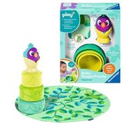 Ravensburger 4857 Play+ Baby-Stapel-Puzzle: Vogelnest, Montessori-Puzzle, Silikon, Saugnapf-Spielzeug für Baby ab 6 Monaten