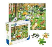 Ravensburger - at The Dog Park - 500 Piece Large Format Jigsaw Puzzle - Dogs of Every Breed Romp, Dig, Chase & Play - Premium Quality - Gift for Family Game Night - Puzzles for Adults