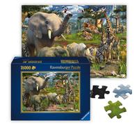 Ravensburger - at The Waterhole - Spectacular 18000 Piece Jigsaw Puzzle - Stunning African Plains Oasis with Elephants, Lions, and Flora - Premium Qua