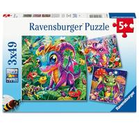 Ravensburger Baby Garden Dragons 3x49 Piece Jigsaw Puzzles - Colourful Fantasy Puzzle Set with Cute Baby Dragons for Kids Ages 5+