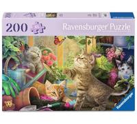 Ravensburger Feel Well & Puzzle 200 Extra Large Piece Jigsaw Puzzle with Puzzle Board & Poster - Playful Cats