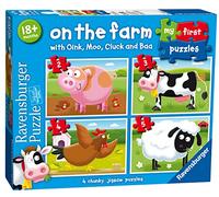 Ravensburger My First Puzzle - 4 Chunky Jigsaw Puzzles for Toddlers - Sturdy 2-4 Piece Puzzles for Ages 18 Months and Up - Early Learning Toy for Shape & Motor Skill Development