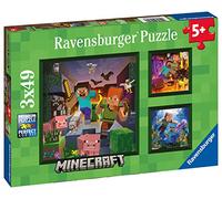 Ravensburger Minecraft 3 x 49 Piece Jigsaw Puzzles for Kids, 3 Puzzle Set with Colourful Minecraft Designs, Ages 5 Years and Up