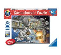 Ravensburger Children's Puzzle 13366 - at The Space Station - Wieso? Weshalb? Warum? Puzzle 100 Pieces XXL + Knowledge Poster for Space Fans from 6 Ye