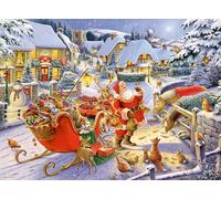Ravensburger Christmas Collection No.1 Christmas Market & Santa Claus' Christmas Supper 2x 500 Piece Jigsaw Puzzle for Adults and Kids Age 10 Years Up