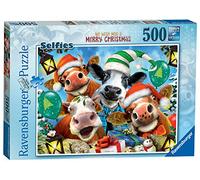 Ravensburger Christmas Selfies - We Wish Moo a Merry Christmas 500 piece Jigsaw Puzzle for Adults & for Kids Age 10 and Up