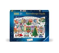 Ravensburger Christmas Town 1000 Piece Jigsaw Puzzle for Adults and Families - Festive Winter Village Scene by artist Emma Allen