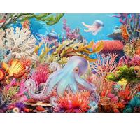 Ravensburger Coral Reef Large Format 500 Piece Jigsaw Puzzle | Underwater Ocean Scene with Fish, Seahorse, Octopus | Relaxing Adult Puzzle, Family Activity & Gift Idea