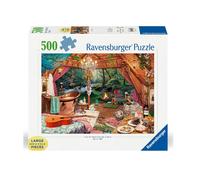 Ravensburger Cosy Glamping 500-Piece Large-Format Jigsaw Puzzle - Tranquil Bathtub Retreat Scene