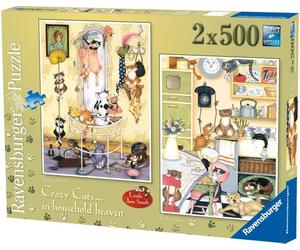 Ravensburger Crazy Cats In Household Heaven 2 X 500pc Jigsaw Puzzle