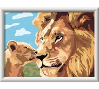 Ravensburger CreArt 23995 - Lion with Baby - Painting by Numbers for Children from 9 Years, Easter Gifts Children 9 Years, Small Gift for Easter