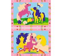 Ravensburger CreArt 27773 - Cute Ponies - Painting by Numbers Horses for Children from 5 Years, Painting Set with Frame, Brush and Acrylic Paints, Gift for Girls and Boys