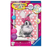 Ravensburger CreArt 28470 - Cute Bunny - Painting by Numbers for Children from 7 Years, Painting Set with Frame, Brush and Acrylic Paints, Gift for Girls and Boys, with Glitter
