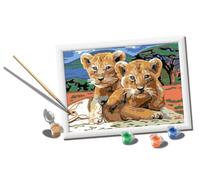 Ravensburger - CreArt D Series: Lions, Painting by Numbers Kit, Contains a Pre-Printed Board, Brush, Colours and Accessories, Creative Game for Children 7+ Years Old