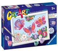 Ravensburger - CreArt E Series Classic - Glitter Butterflies, Paint by Number Kit, Contains a Pre-Printed Board, a Brush, Colors and Accessories, Creative Game for Boys and Girls 7+ Years