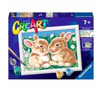 Ravensburger - CreArt E Series: Bunnies in The Daisies, Painting by Numbers Kit, Contains a Pre-Printed Board, Brush, Colours and Accessories, Creative Game for Children 9+ Years Old