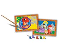 Ravensburger - CreArt Junior Series: Dino Ranch, Paint by Number Kit, Contains Two Pre-Printed Boards, One Brush, Colours, Creative Set for Boys and Girls 5+ Years