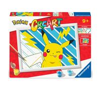 Ravensburger - Creart D Pokemon: Pikachu | Paint by Numbers Children | Crafts Kit Children 9 Years | Complete Kids Painting Kit | Gift Girl 9 Years | Includes Frame 18x24cm