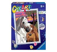 Ravensburger - CreArt Series D: Horses at Dusk, Paint by Number Kit, Contains a Pre-Printed Board, a Brush, Colors and Accessories, Creative Game for Boys and Girls 9+ Years