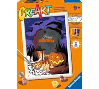 Ravensburger - CreArt Series D: Halloween Mood, Paint by Number Kit, Contains a Pre-Printed Board, Brush, Colors and Accessories, Creative Set for Boys and Girls 7+ Years