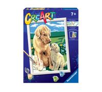 Ravensburger - CreArt Series D: Retriever in The Meadow, Paint by Number Kit, Contains a Pre-Printed Board, a Brush, Colors and Accessories, Creative Game for Boys and Girls 7+ Years Old
