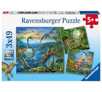 Ravensburger Dinosaur Fascination - 3-in-1 Jigsaw Puzzle Set, 3×49 Pieces for Kids Age 3+