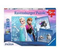 Ravensburger Disney Frozen Winter Adventures Puzzle Set - 3 x 49-Piece Jigsaw Puzzles for Kids | Unique Piece Design | Enhances Concentration & Creati