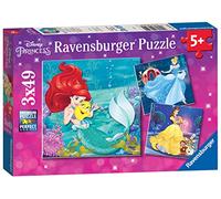 Ravensburger Disney Princess 3 x 49 Piece Jigsaw Puzzles for Kids, 3 Puzzle Set with Ariel, Cinderella and Belle, Ages 5 Years and Up