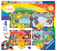 Ravensburger Elmer 4 in a Box Jigsaw Puzzles for Kids Age 3 Years Up - 12, 16, 20 and 24 Pieces