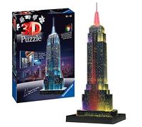 Ravensburger Empire State Building 3D Jigsaw Puzzle for Adults and Kids Age 12+, Night Edition with LED Lighting - 216 Pieces - No Glue Required
