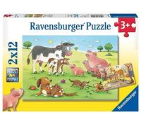 Ravensburger Farm Animals Jigsaw Puzzles for Kids Age 3 Years Up - Educational Toddler Toys - 2x 12 Pieces