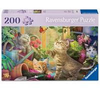 Ravensburger Feel Well & Puzzle 200 Extra Large Piece Jigsaw Puzzle with Puzzle Board & Poster - Playful Cats