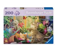 Ravensburger Feel Well & Puzzle 200 Extra Large Piece Jigsaw Puzzle with Puzzle Board & Poster - Playful Cats
