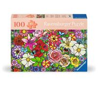 Ravensburger Wooden Puzzle & Board – Tiffany Flowers, 100 piece for Adults and Kids Age 9 Years Up