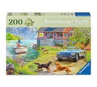 Ravensburger Feel Well - Summer Lake House - 200 Piece Jigsaw Puzzle | Thicker Pieces, Large Image Format, and Included Stand | Premium Quality Puzzle