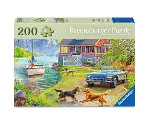 Ravensburger Feel Well - Summer Lake House - 200 Piece Jigsaw Puzzle | Thicker Pieces, Large Image Format, and Included Stand | Premium Quality Puzzle