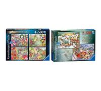 Ravensburger Happy Days Glorious Gardens 4X 500 Piece Jigsaw Puzzle for Adults & Kids Age 10 Years Up & Collection No.1 Market & Santa’s Christmas Supper 2X 500 Piece Jigsaw Puzzles
