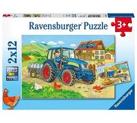 Ravensburger puzzel Op de bouwplaats en boerderij - 2x12 stukjes - kinderpuzzel
