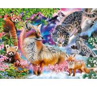 Ravensburger Himalayan Harmony 500 Piece Jigsaw Puzzle - Snow Leopard, Red Panda & Fox - Colourful Wildlife Scene, Premium Quality Puzzle for Adults & Kids Age 10+