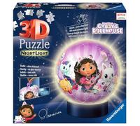 Ravensburger - Illuminated 3D Ball Puzzle - Gabby's Dollhouse - Ages 6+ - 72 numbered pieces to assemble without glue - Luminous base included - 11575