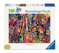 Ravensburger Jewelled Jungle 500pc Large Format Jigsaw Puzzle | Colourful Animal Scene with Lion, Tiger, Zebra & More | Relaxing, Fun Puzzle for Adults, Seniors and Families