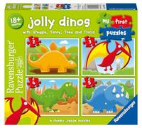 Ravensburger - Jolly Dinos My First Puzzle, 2, 3, 4, 5 Piece Set for Toddlers, Fun and Educational
