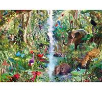 Ravensburger Jungle Animals 9000 Piece Jigsaw Puzzle - Large Premium Adult Puzzle with Waterfall Scene, Exotic Rainforest Animals & Challenging Wildlife Design