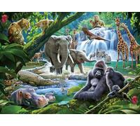 Ravensburger Jungle Families 100 Piece Jigsaw Puzzle for Kids Age 6 Years and Up - Extra Large Piece
