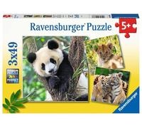 Ravensburger Kinderpuzzle - 05666 Panda, Tiger und Löwe - 3x49 Teile Puzzle für