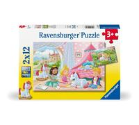 Ravensburger Royal Friendship Jigsaw Puzzles for Kids Age 3 Years Up - 2x 12 Pieces - Princess & Unicorns