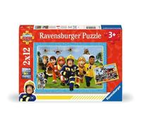 Ravensburger Kinderpuzzle 2x12 Teile - Feuerwehrmann Sam - Die Rettung naht | 2 x 12 pieces Fireman Sam puzzle, children's puzzle from 3 years, Ravensburger quality