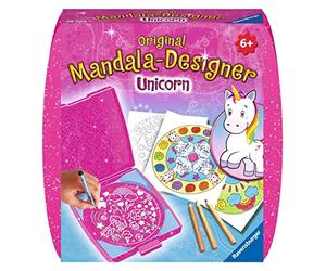 Ravensburger Mandala Designer Mini Unicorn 29704 Learning to Draw for Children from 6 Years, Drawing Set with Mandala Stencil for Colourful Mandalas, White