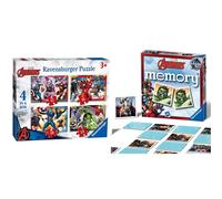 Ravensburger Marvel Avengers 4 in Box (12, 16, 20, 24 Pieces) Jigsaw Puzzles for Kids Age 3 Years Up & Marvel Avengers Mini Memory Game - Matching Pi