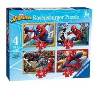 Ravensburger Marvel Spider-Man 4 in a Box Jigsaw Puzzles for Kids, 12, 16, 20 and 24 Piece Puzzle Set, Ages 3 Years and Up